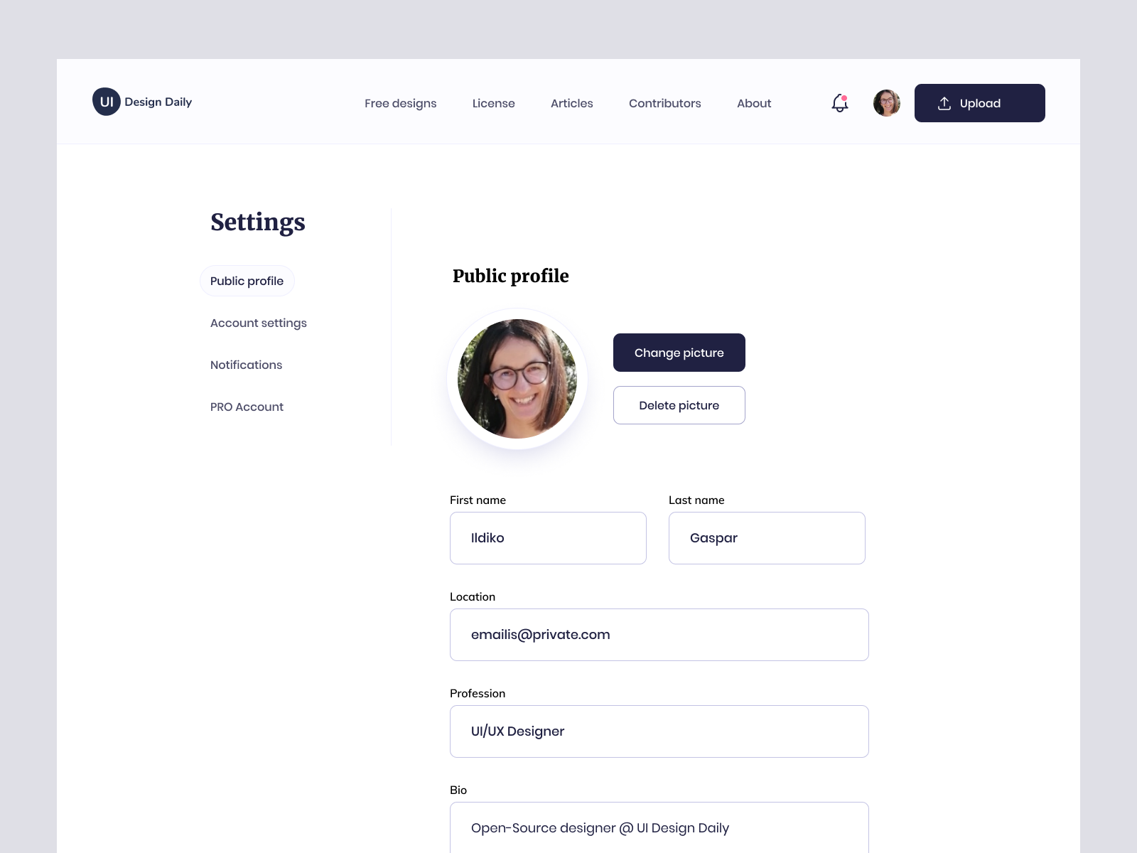 UI Design Daily | Profile Settings