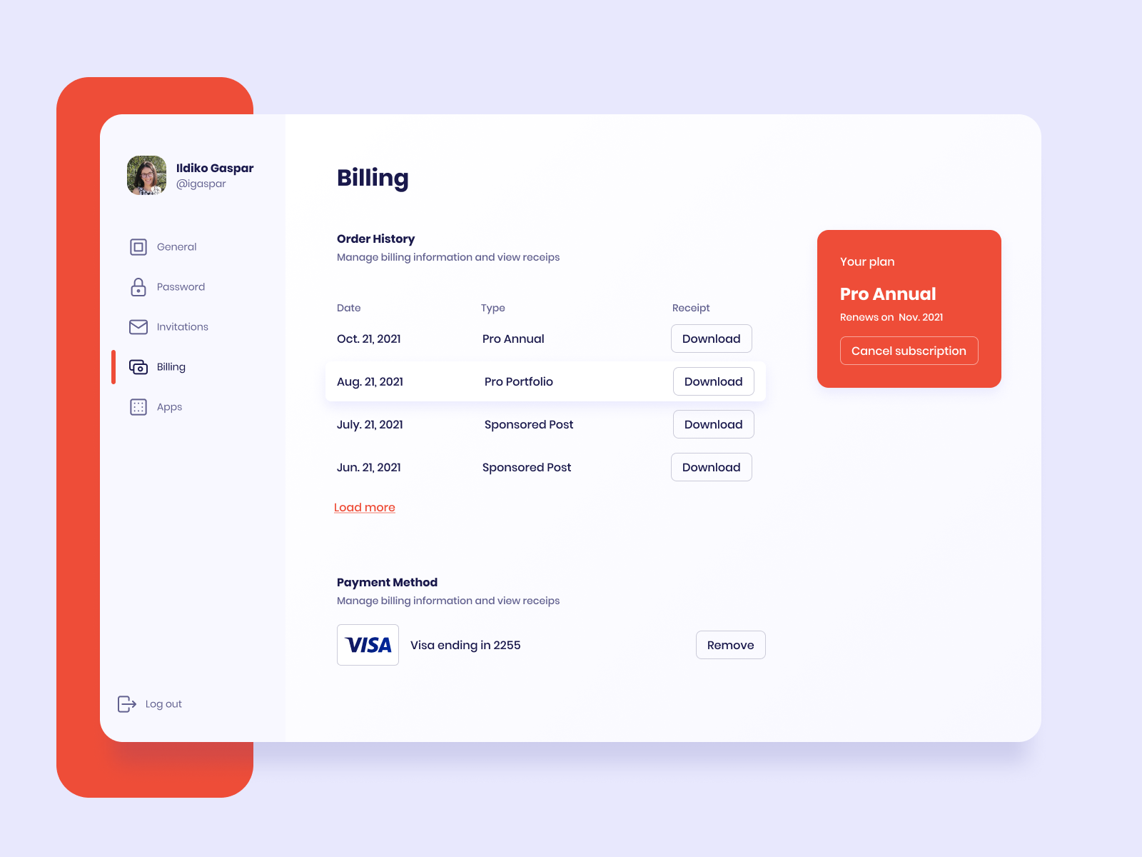 UI Design Daily | Billing Page